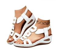 Genérico Women’s Wedge Sandals Low Heel Platform Sandals for Women Elastic Ankle Strap Open Toe Slip On Comfortable Lightweight Dressy Summer Casual Slingback (white,38)