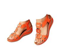 Genérico Women’s Wedge Sandals Low Heel Platform Sandals for Women Elastic Ankle Strap Open Toe Slip On Comfortable Lightweight Dressy Summer Casual Slingback (orange,39)
