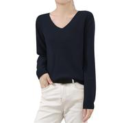 Genérico Women S Winter Knitted Sweater Low Neck V Neck Warm Base Sweater Long Sleeved Solid Color Chaquetas Punto Gordas Black XXL