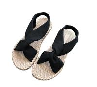 Genérico Women Sandals Ankle Strap Open Toe Flats,Elastic Sandals For Women,Open Toe Sandalias For Womens (Black, Adulto, Mujer, 37, Números, Sistema tallas calzado EU, mediano)