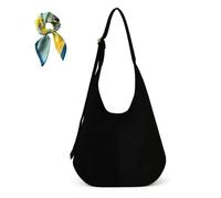 Genérico Women Simple Commute Underarm Suede Purse,Brown Slouchy Hobo Shoulder Bags,Trendy Fall Crossbody Bag Travel Work (Black)