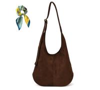 Genérico Women Simple Commute Underarm Suede Purse,Brown Slouchy Hobo Shoulder Bags,Trendy Fall Crossbody Bag Travel Work (Coffee)