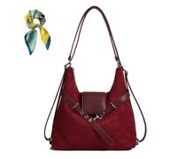 Genérico Women Simple Commute Underarm Suede Purse,Brown Slouchy Hobo Shoulder Bags,Trendy Fall Crossbody Bag Travel Work (Red)