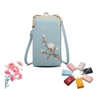 Genérico Women Sling Cross-Body Wallet with Mobile Cell Phone Holder, Passport Cellphone Crossbody Purse Bag, Mini Shoulder Purse Pocket (Blue)