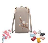 Genérico Women Sling Cross-Body Wallet with Mobile Cell Phone Holder, Passport Cellphone Crossbody Purse Bag, Mini Shoulder Purse Pocket (Gray)