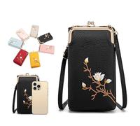 Genérico Women Sling Cross-Body Wallet with Mobile Cell Phone Holder, Phone Bags For Women Crossbody, Mini Shoulder Purse Pocket, for Daily Adventures, Work, or Traveling (Black,Mini)