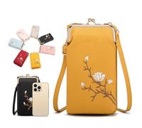 Genérico Women Sling Cross-Body Wallet with Mobile Cell Phone Holder, Phone Bags For Women Crossbody, Mini Shoulder Purse Pocket, for Daily Adventures, Work, or Traveling (Yellow,Mini)