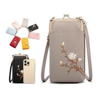 Genérico Women Sling Cross-Body Wallet with Mobile Cell Phone Holder, Phone Bags For Women Crossbody, Mini Shoulder Purse Pocket, for Daily Adventures, Work, or Traveling (Gray,Mini)