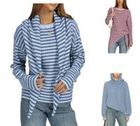 Genérico Women Striped Knit Top Detachable Scarf Long Sleeve Sweater Pullover,Striped Color Block Knit Sweater,Casual Fall Winter Base