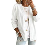 Genérico Women V Neck Denim Jacket Button Front Casual Jean Coat Lightweight Loose Fit Fashion Outerwear Airy Layer Jacket Trend Style