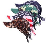 Genérico Women Visor Scarf Hat, Pre-Tied Turban with Brim, UV-Protective Non-Slip Polyester Beanie for Daily & Chemo Patients, 4-Pack