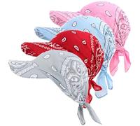 Genérico Women Visor Scarf Hat, Pre-Tied Turban with Brim, UV-Protective Non-Slip Polyester Beanie for Daily & Chemo Patients, 4-Pack