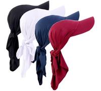 Genérico Women Visor Scarf Hat, Pre-Tied Turban with Brim, UV-Protective Non-Slip Polyester Beanie for Daily & Chemo Patients, 4-Pack