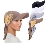 Genérico Women Visor Scarf Hat, Pre-Tied Turban with Brim, UV-Protective Non-Slip Polyester Beanie for Daily & Chemo Patients, 4-Pack