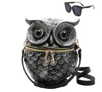 Genérico Women Weird Halloween Owl Purse Handbag, Men Unique Novelty Crossbody, Gothic Cartoon Owl Shaped Shoulder Bag