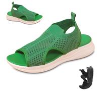 Genérico Women Wide Fit Sandals Comfortable Orthopedic Platform Walking Sport Slides with Arch Support Breathable Mesh Shoes (Green,40)