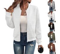 Genérico Women's 2025 Zipper Drawstring Hem Loose-Fitting Jacket, Women Casual Stand Collar Zip-Up Lightweight Fashion Jackets (White,4XL)