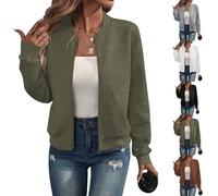 Genérico Women's 2025 Zipper Drawstring Hem Loose-Fitting Jacket, Women Casual Stand Collar Zip-Up Lightweight Fashion Jackets (Army Green,3XL)