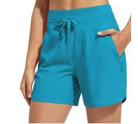 Genérico Women's 5" Swim Board Shorts High Waisted Quick Dry Swimsuit Swimming Bottoms, Quick Dry High Waisted Swimsuit with Pockets (Blue,3XL)