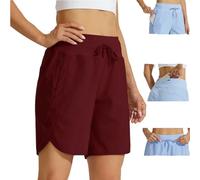 Genérico Women's Active 7 Inseam Athletic Long Running High Wasistband Short,Quick Dry Breathable Gym Workout Short with Zipper Pocket (FR/ES, Letras, XL, Regular, Regular, Burgundy)