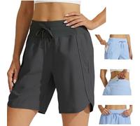 Genérico Women's Active 7 Inseam Athletic Long Running High Wasistband Short,Quick Dry Breathable Gym Workout Short with Zipper Pocket (FR/ES, Letras, XL, Regular, Regular, Dark Gray)