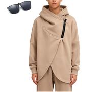 Genérico Women's Asymmetric Zip Oversized Hoodie,Long Sleeve Comfy Thick Jackets with Pockets,Fall Winter Irregular Warm Sweatshirt