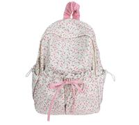 Genérico Women's backpack with bow, kawaii floral backpack in aesthetic coquette preppy style, laptop bag for university, Casual backpacks (Pink)