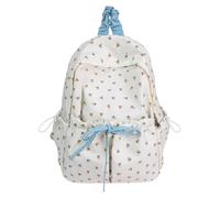 Genérico Women's backpack with bow, kawaii floral backpack in aesthetic coquette preppy style, laptop bag for university, Casual backpacks (White)