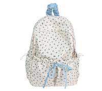 Genérico Women's backpack with bow, kawaii floral backpack in aesthetic coquette preppy style, laptop bag for university, Casual backpacks (Blue)