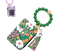 Genérico Women's Beaded Tassel Decorated with Flower Pattern Wallets,Boho Wristlet Keychain Wallet,Card Holder Bracelet Wallets