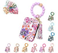 Genérico Women's Boho Beaded Wallet, 2025 New Boho Style Beaded & Tassel Decorated Keychain, Credit Card Wristlet Wallet (6)