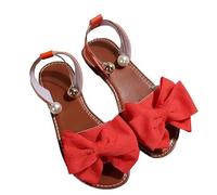Genérico Women's Bow Accent Slingback Flat Sandals,Open Toe Slip On Comfortable Dressy Sandals, Elegant Slingback Flats for Women (Red,40)