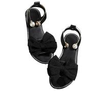 Genérico Women's Bow Accent Slingback Flat Sandals,Open Toe Slip On Comfortable Dressy Sandals, Elegant Slingback Flats for Women (Black,36)