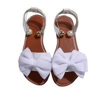 Genérico Women's Bow Accent Slingback Flat Sandals,Open Toe Slip On Comfortable Dressy Sandals, Elegant Slingback Flats for Women (White,41)