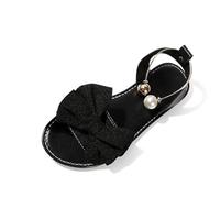 Genérico Women's Bow Flat Sandals, Open Toe Slip-On Ankle Strap Summer Dressy Shoes for Party, Wedding, Beach (black,40)