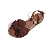 Genérico Women's Bow Flat Sandals, Open Toe Slip-On Ankle Strap Summer Dressy Shoes for Party, Wedding, Beach (brown,41)