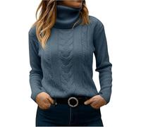 Genérico Womens Cable Knit Turtleneck Sweaters 2026 Winter Warm Long Sleeve Pullover Fall Outfits Casual Jumper Tops (Peacock Green,S)