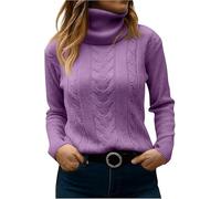 Genérico Womens Cable Knit Turtleneck Sweaters 2026 Winter Warm Long Sleeve Pullover Fall Outfits Casual Jumper Tops (Light Purple,L)