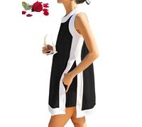 Genérico Women's Casual Color Block Sleeveless Tops Matching Shorts with Pockets, Crewneck Pullover Colorblock Set