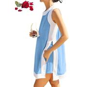 Genérico Women's Casual Color Block Sleeveless Tops Matching Shorts with Pockets, Crewneck Pullover Colorblock Set
