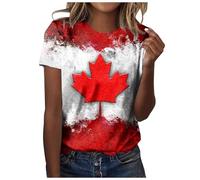 Genérico Women's Casual Rainbow Heart Graphic Round Neck T Shirts For Everyday Wear and Leisure (Red, XL)