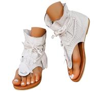 Genérico Women's Casual Summer Sandals Retro Flat Tie Espadrilles Open Toe Bohemian Beach Shoes For Walking Outdoor Party