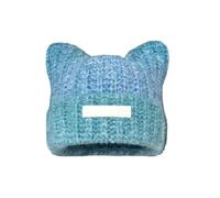 Genérico Womens Cat Ear Beanie Hat, Cute Cat Ear Crochet Hat, Slouchy Gradient Color Knit Hat, Vintage Winter Warm Elastic Cap, Outdoor Travel Streetwear Accessory (Blue)