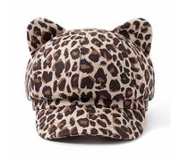 Genérico Women's Cat Ear Beret, Classic Eight-Panel Newsboy Cap with Brim, Vintage Style Baker Boy Hat, Cute 8 Panels Visor, Octagonal Cabbie Painter Hats, Paperboy Gatsby Cap (Light Leopard Print)