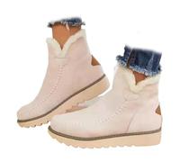 Genérico Women's Classic Slip Resistant Ankle Snow Boots - Fleece Lined Slip-On Winter Booties, Water Resistant Warm Casual Shoes (White,36)