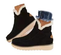 Genérico Women's Classic Slip Resistant Ankle Snow Boots - Fleece Lined Slip-On Winter Booties, Water Resistant Warm Casual Shoes (Black,43)