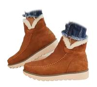 Genérico Women's Classic Slip Resistant Ankle Snow Boots - Fleece Lined Slip-On Winter Booties, Water Resistant Warm Casual Shoes (Brown,36)