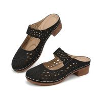 Genérico Women's Closed Toe Chunky Heel Sandals 2026 Summer Arch Support Comfortable Orthopedic Slip On Platform Wedge Sandals Wide Width Low Heel Wedding Party Shoes (Black,40)