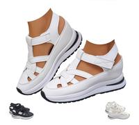 Genérico Women's Closed Toe Sandals Comfortable Wedge Sneaker Sandals for Women, Breathable Hollow Out Platform Walking Shoes with Side Zip, Summer Casual Orthopedic Sandal (white,38)