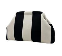 Generico Women's Clutch Handbag | Nylon Polyester Crochet Craft 30x9x20cm Lightweight 220g Woven Construction | Dumpling Shape Triangular Striped Texture Wrist Carry Purse | Summer Beach Leisure